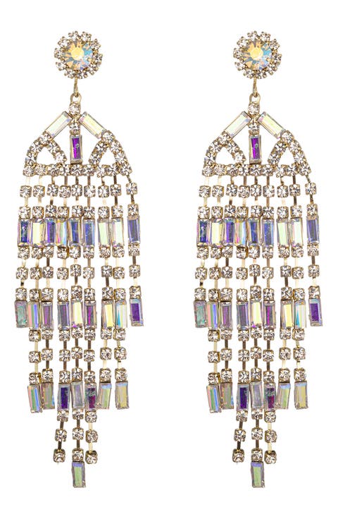 Elena AB Crystal Fringe Drop Earrings