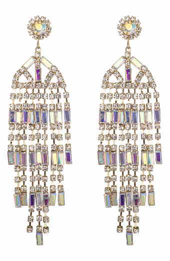 EYE CANDY LOS ANGELES Elena AB Crystal Fringe Drop Earrings