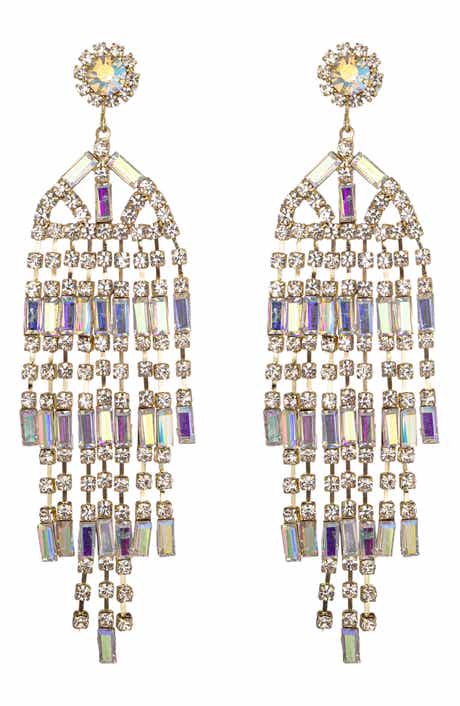 EYE CANDY LOS ANGELES Elena AB Crystal Fringe Drop Earrings