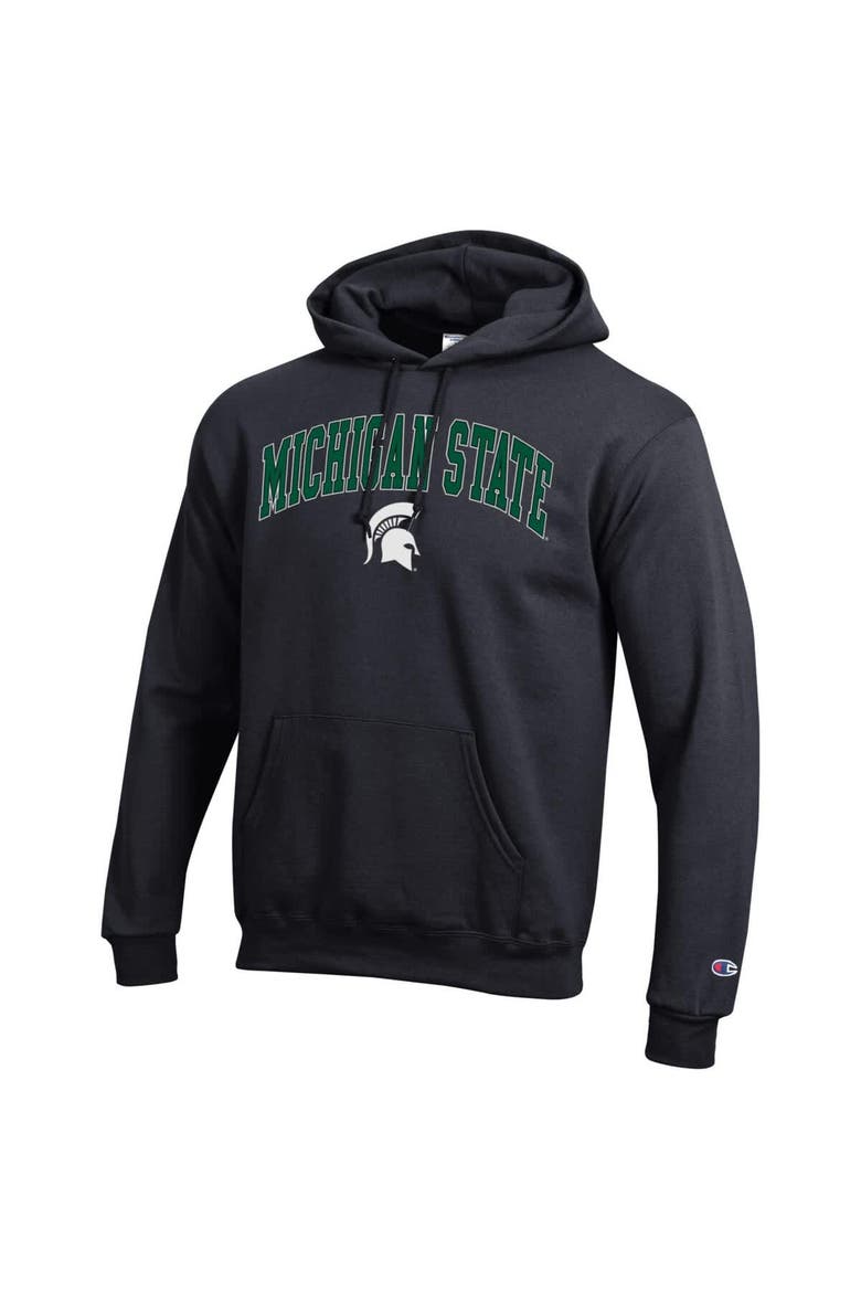 Men's Champion  Black Michigan State Spartans Arch Over Logo Pullover Hoodie, Alternate, color, Black