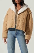 ASTR the Label Nadine Faux Shearling Trim Quilted Jacket