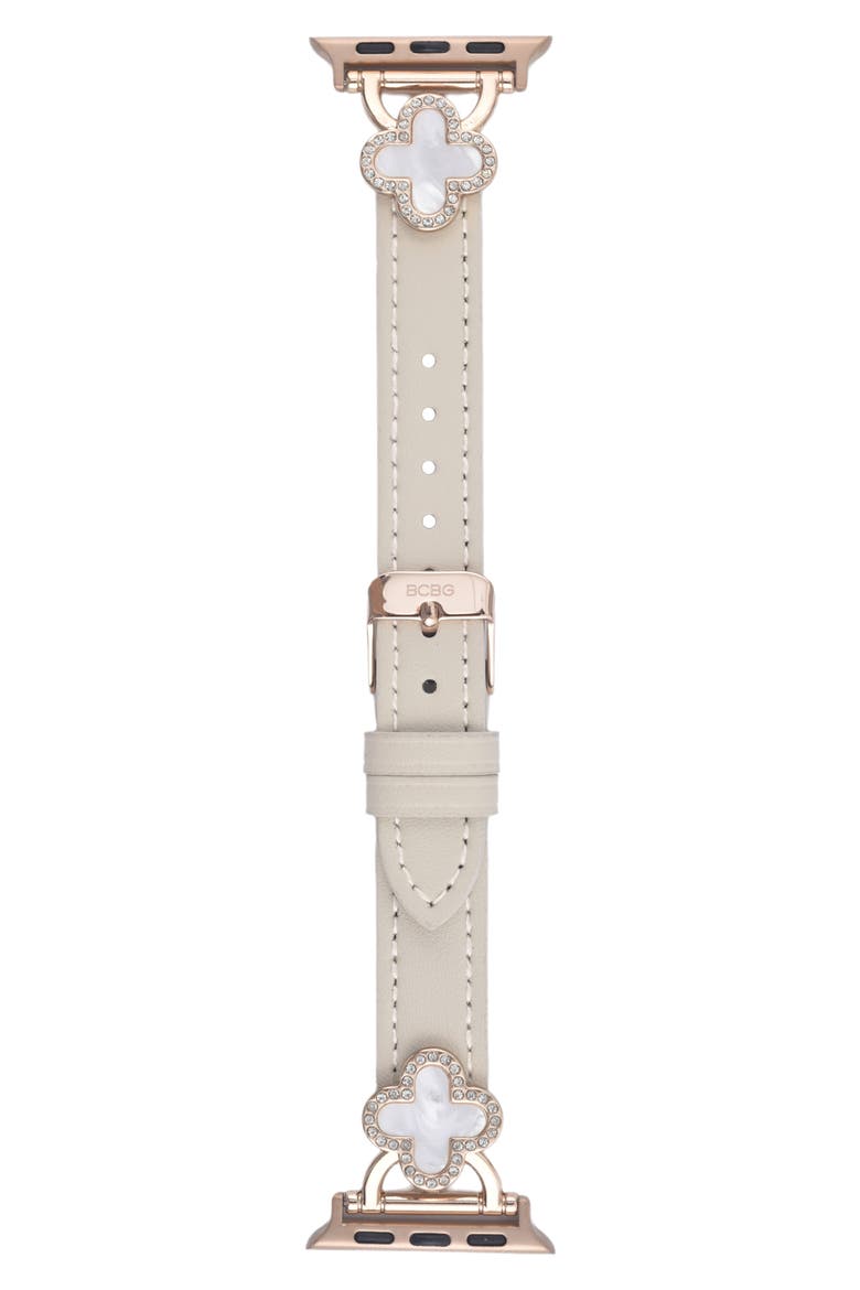 Cream Clover Faux Leather Apple Watch® Watchband, Main, color, CREAM