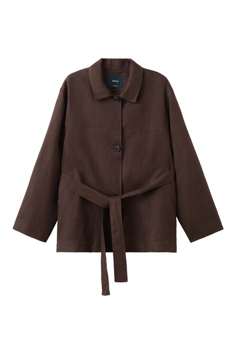 Belted Linen Jacket, Main, color, CHOCOLATE