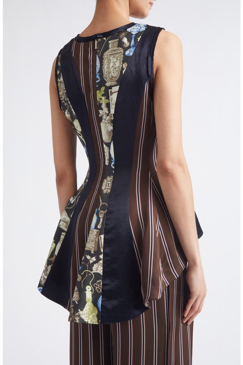 Mixed Media Paneled Silk Top, Alternate, color, DEEP NAVY MULTI