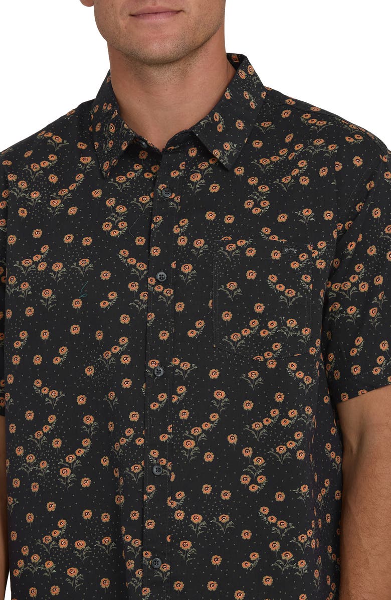 Billabong Sundays Short Sleeve Button-Up Shirt, Alternate, color, Black