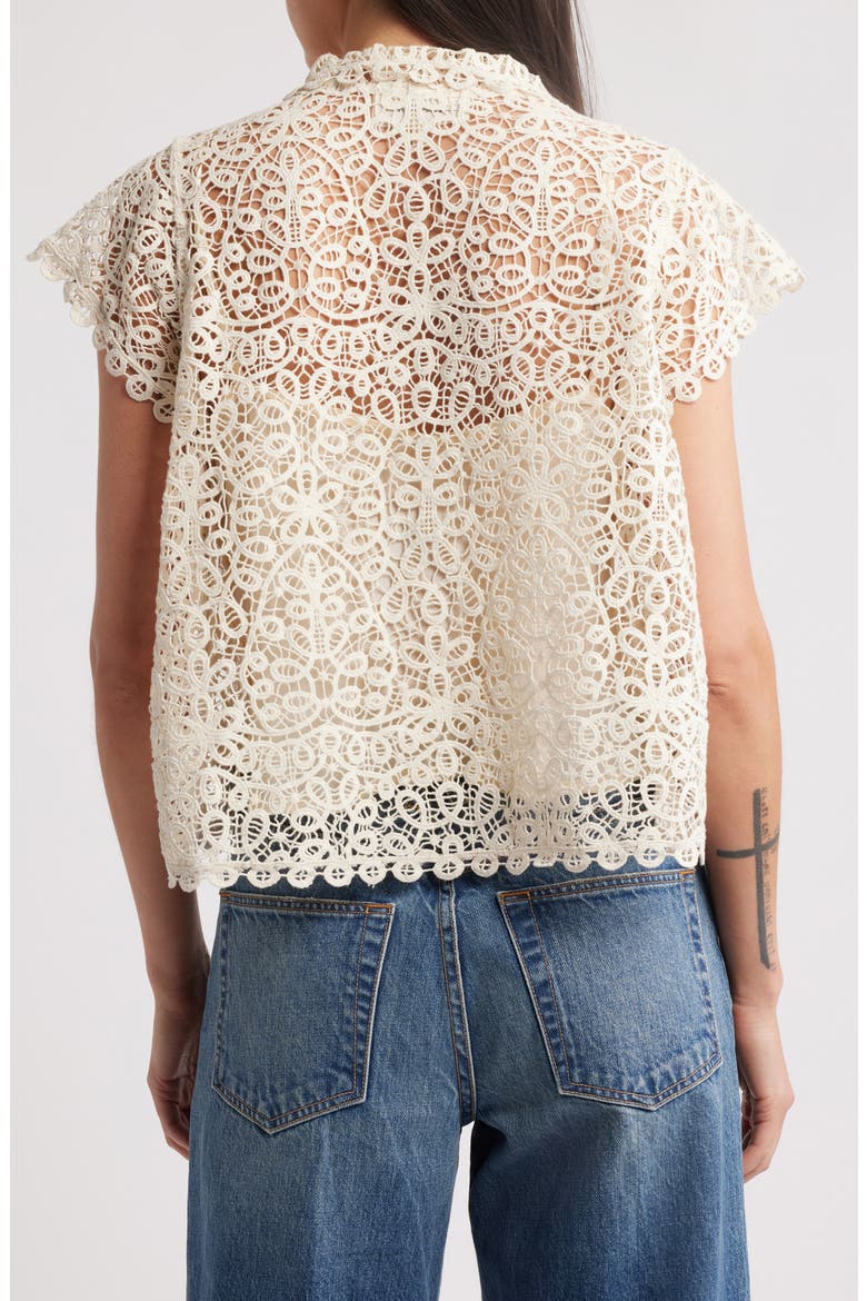 The Lattice Lace Button-Up Shirt, Alternate, color, CREAM