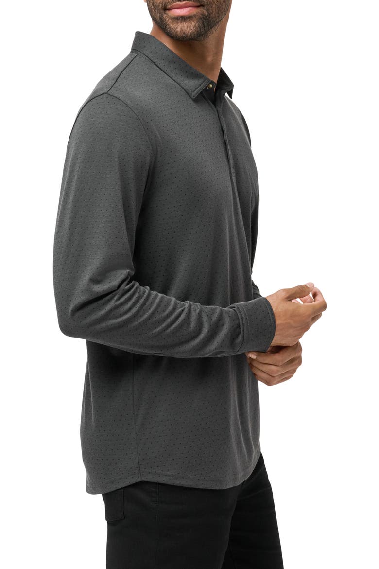 Handsome Town Long Sleeve Polo, Alternate, color, HEATHER BLACK