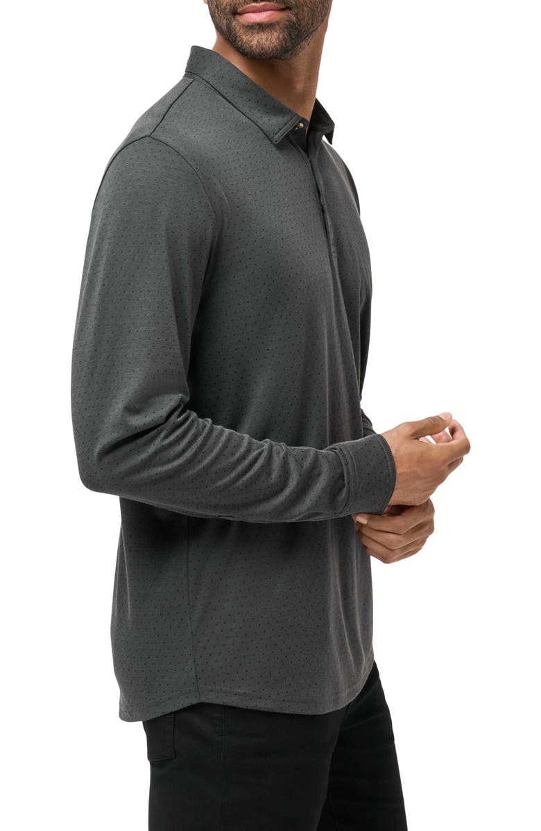 TravisMathew Handsome Town Long Sleeve Polo, Alternate, color, Heather Black