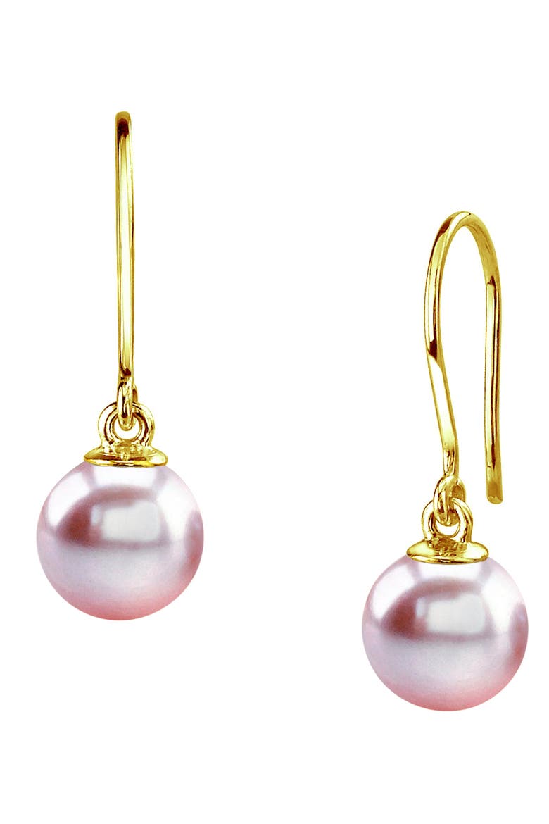 14K Gold Pink Freshwater Pearl Linda Dangling Earrings, Main, color, Yellow Gold