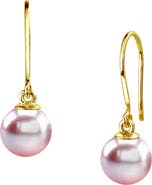 The Pearl Source 14K Gold Pink Freshwater Pearl Linda Dangling Earrings