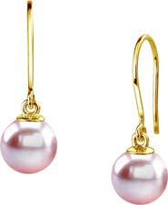 The Pearl Source 14K Gold Pink Freshwater Pearl Linda Dangling Earrings