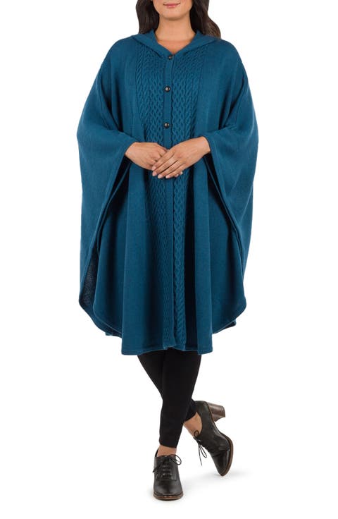 Hooded Button Front Cape