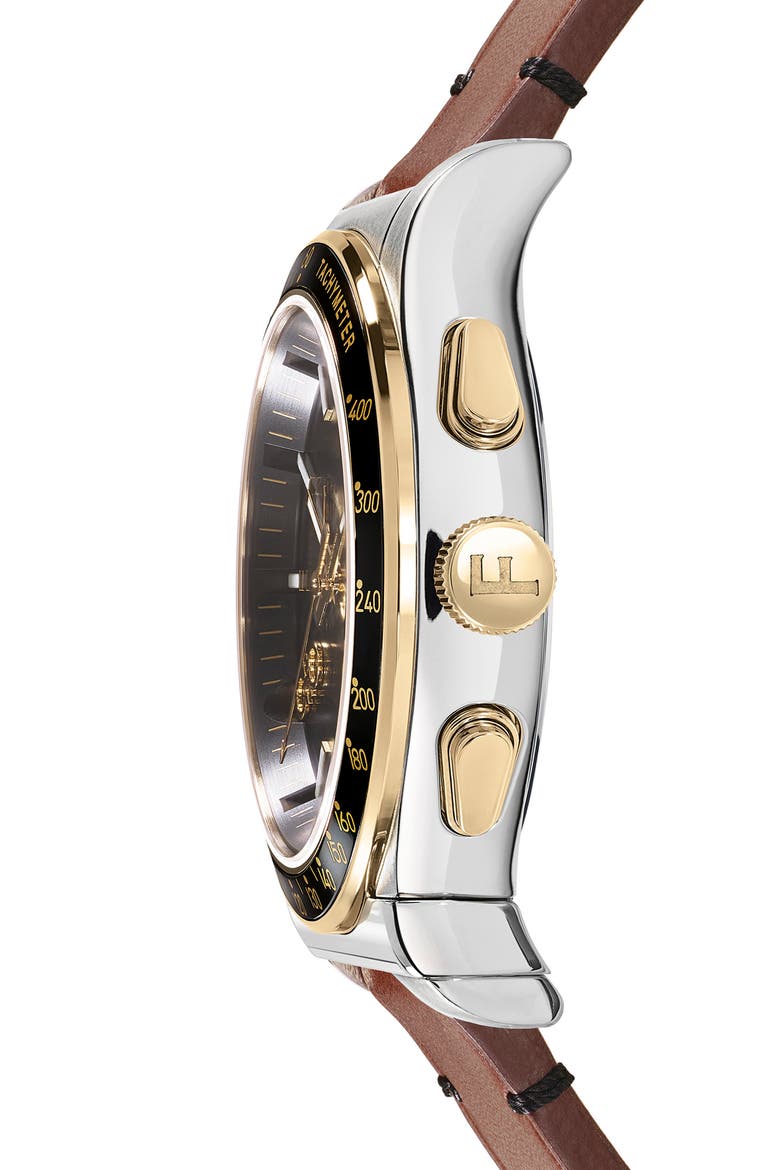 1927 Chronograph Leather Strap Watch, 42mm, Alternate, color, TWO TONE
