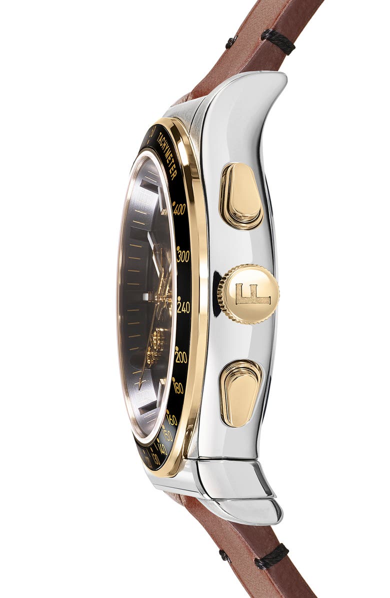 FERRAGAMO 1927 Chronograph Leather Strap Watch, 42mm, Alternate, color, Two Tone