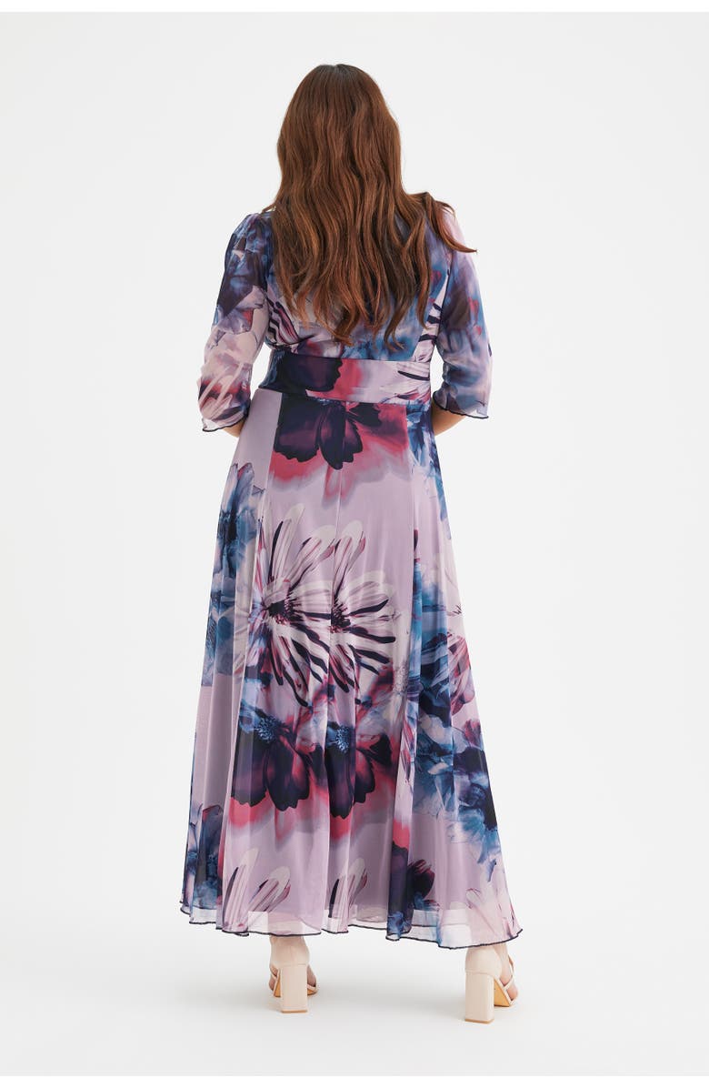 Scarlett & Jo Verity V-Neck 3/4 Sleeve Maxi Dress, Alternate, color, Indigo Rose