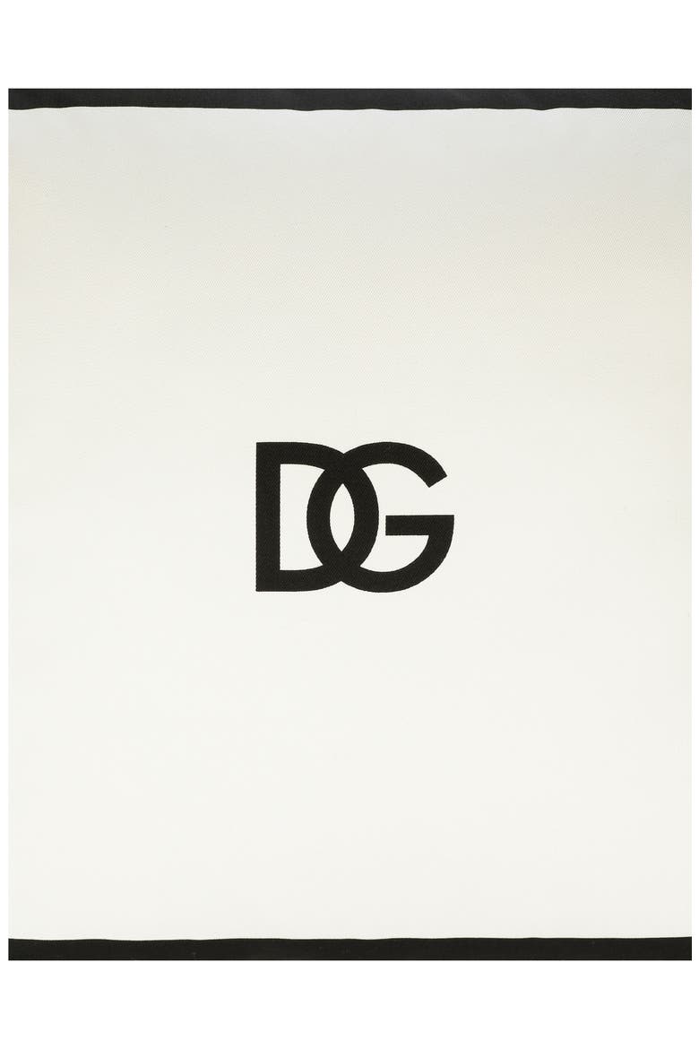 D&G Logo Cotton Gabardine Accent Pillow, Alternate, color, WHITE