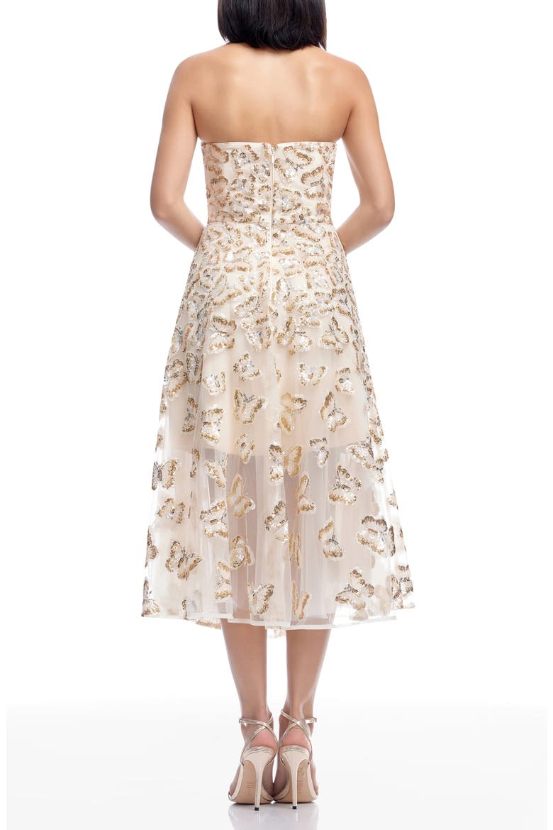 Briella Sequin Butterfly Strapless Cocktail Dress, Alternate, color, CHAMPAGNE MULTI