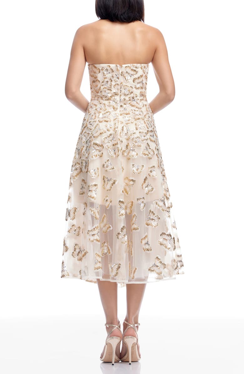 Dress the Population Briella Sequin Butterfly Strapless Cocktail Dress, Alternate, color, Champagne Multi