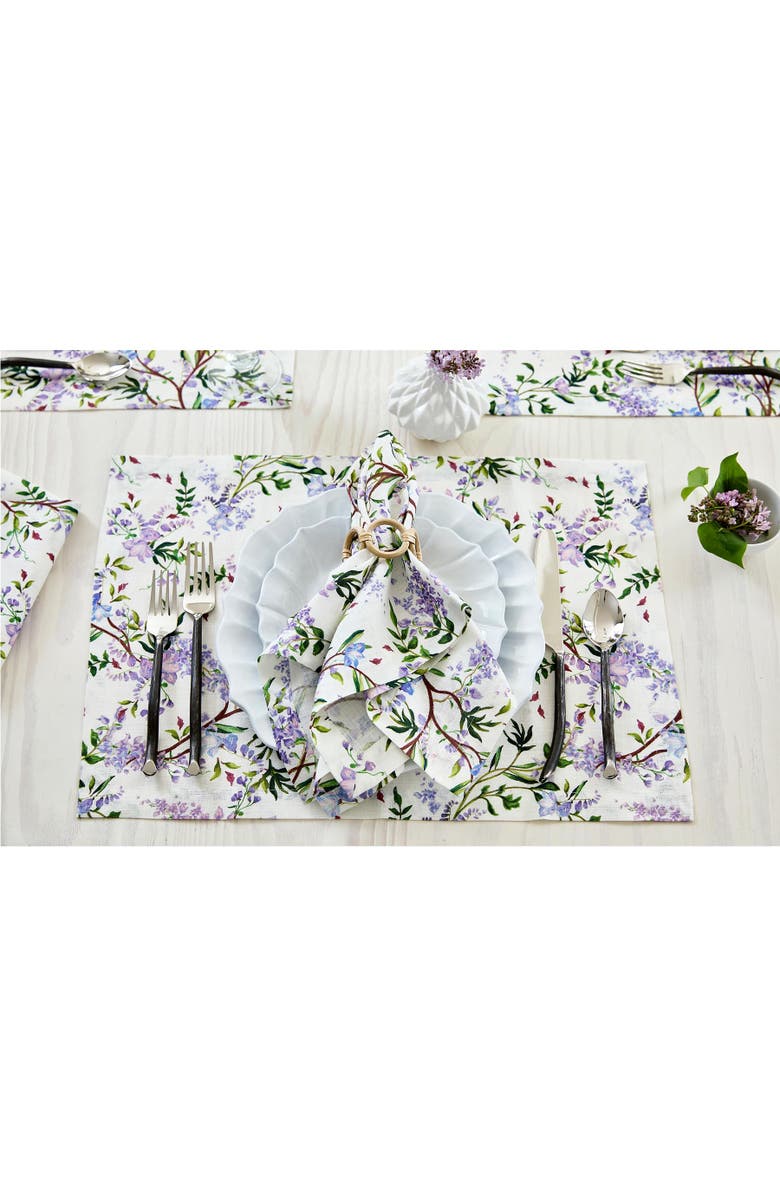Solino Home Linen Dinner Napkins - Lilacs, 20" x 20" Inch, Alternate, color, Lilacs/White