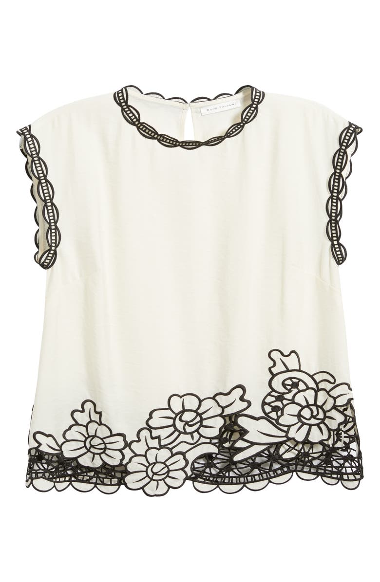 Elie Tahari The Poppy Embroidered Open Work Top, Alternate, color, Desert Sand