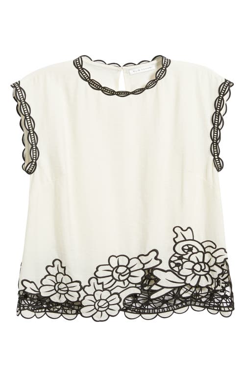 Elie Tahari The Poppy Embroidered Open Work Top In Sand