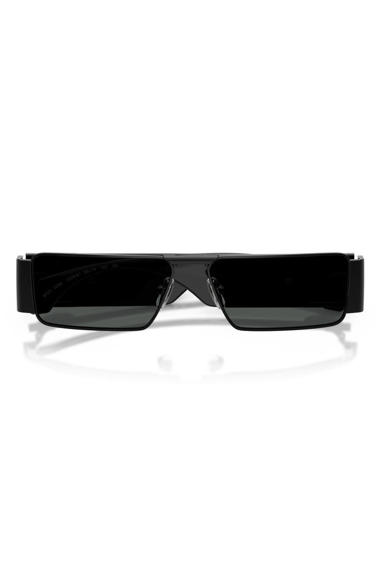Versace 57mm Rectangular Sunglasses, Alternate, color, Black / Dark Grey