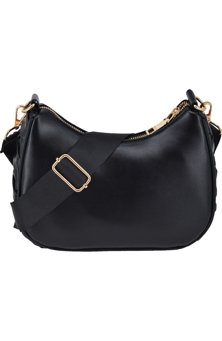 bebe Luca Woven Crossbody Bag with Zip Pouch, Alternate, color, Black