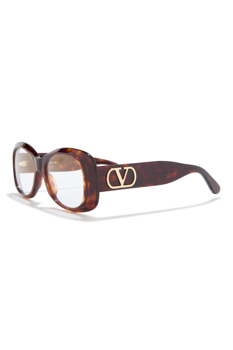 46mm Oval Optical Glasses, Alternate, color, HAVANA HAVANA TRANSPARENT