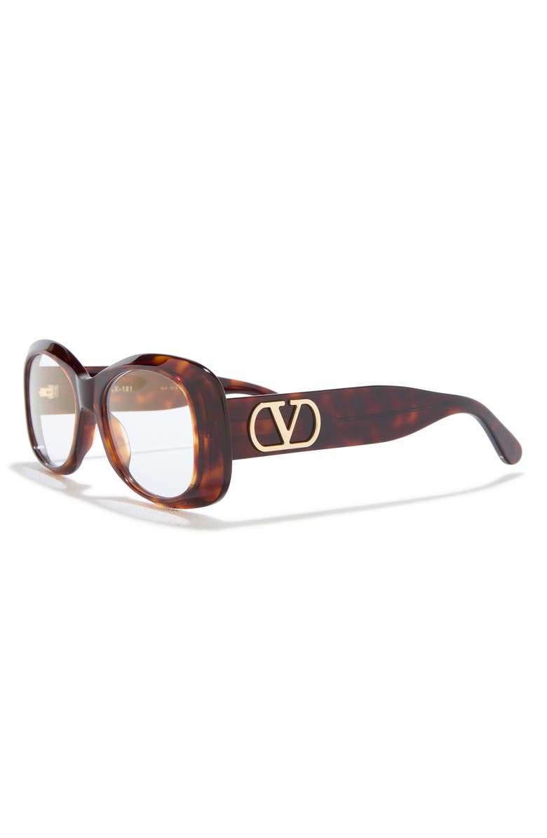 Valentino 46mm Oval Optical Glasses, Alternate, color, Havana Havana Transparent