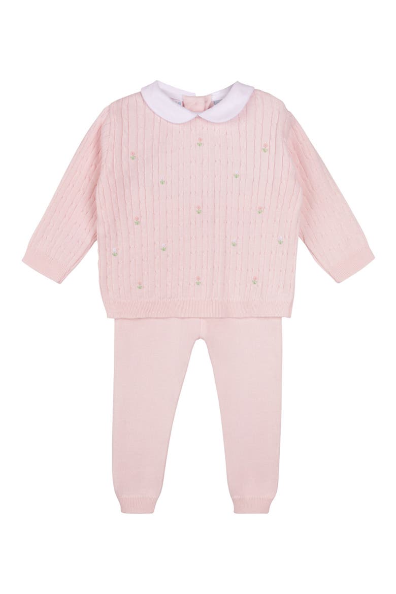 Peter Pan Cable Knit Sweater & Pants Set, Main, color, PINK