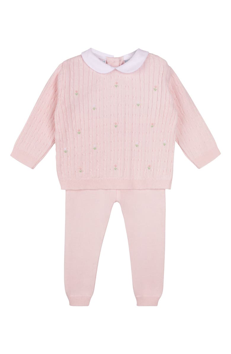 Feltman Brothers Peter Pan Cable Knit Sweater & Pants Set, Main, color, Pink