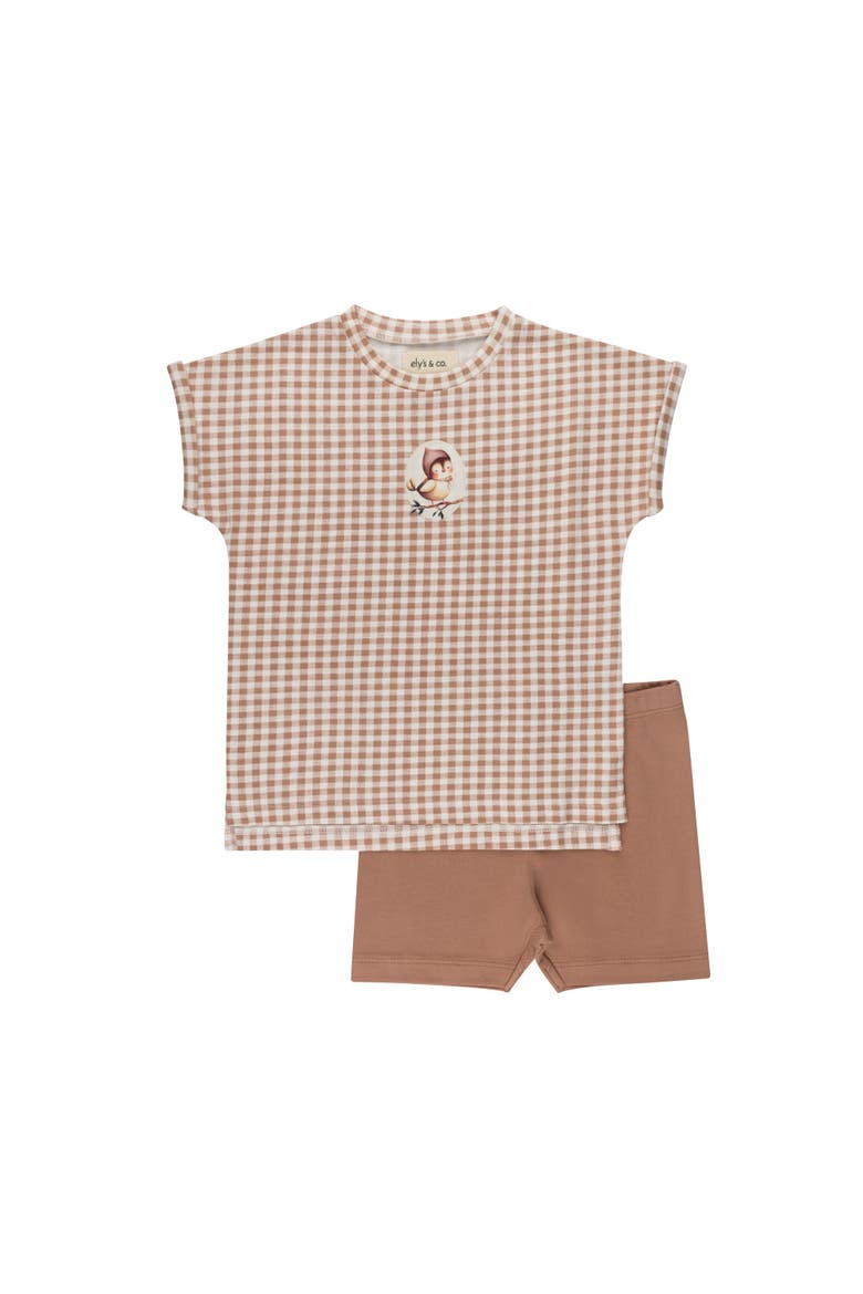 Gingham Owl Collection - Tee and Shorts, Main, color, Mauve