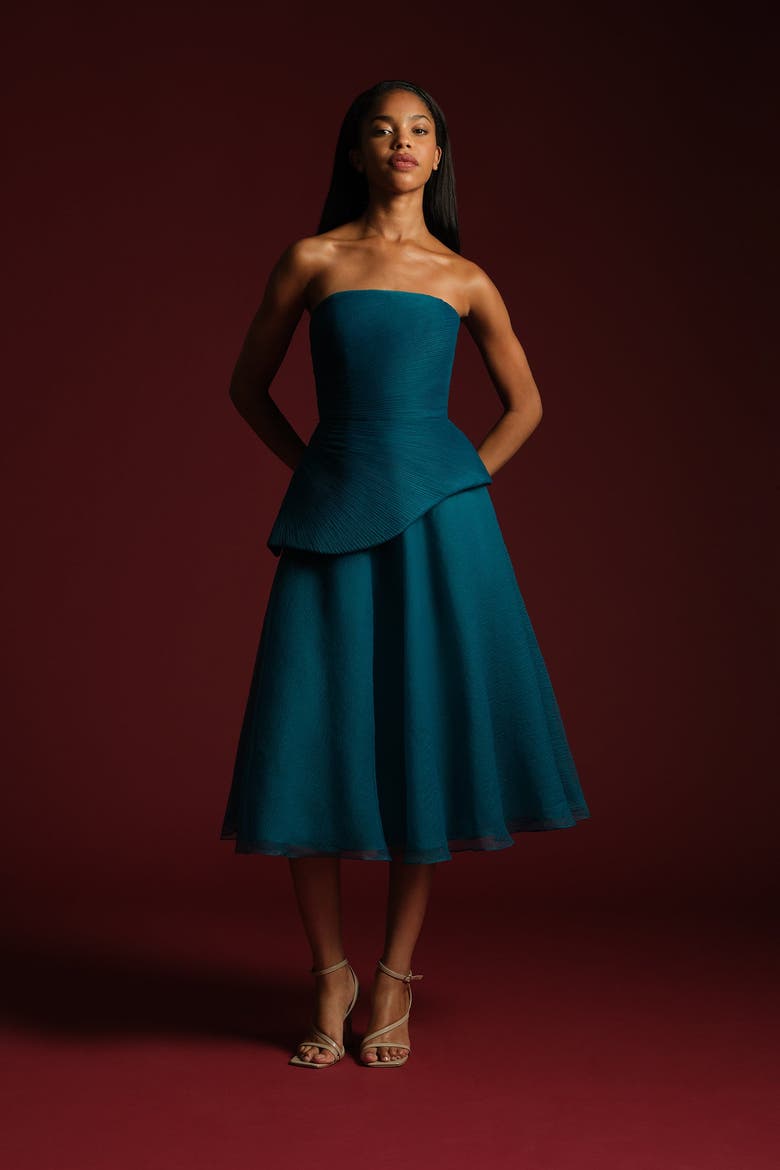 Veda Strapless Midi Dress, Alternate, color, NIGHT SWIM