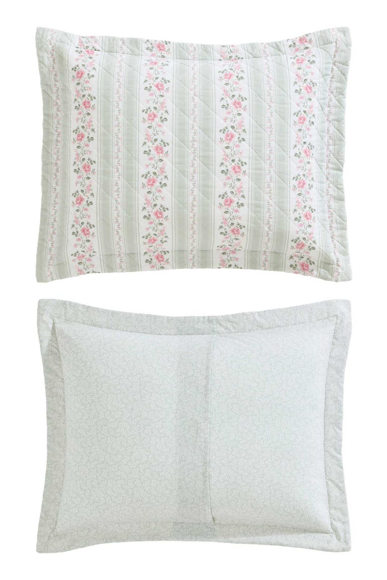 Rosemoore Reversible Quilt Set, Alternate, color, WHITE/ SAGE GREEN/ PINK