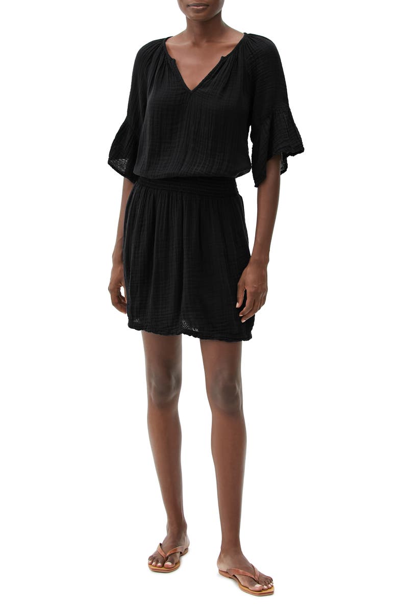 Michael Stars Katelyn Smocked Waist Peasant Dress, Main, color, 