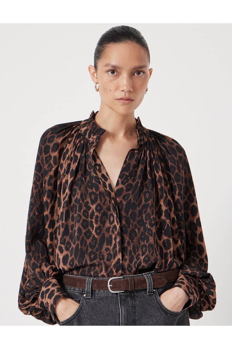 Fleur Floaty Chiffon Blouse, Main, color, Natural Leopard Brown