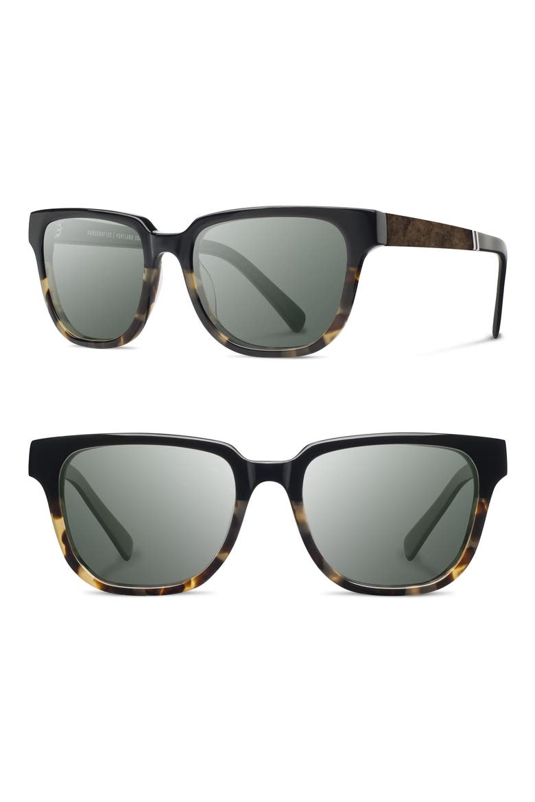 'Prescott' 52mm Polarized Sunglasses, Main, color, BLACK OLIVE / ELM BURL / G15