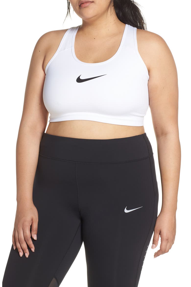 Dry Swoosh Bold Sports Bra, Main, color, WHITE/ BLACK