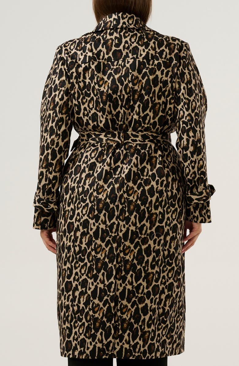 Estelle Shari Leopard Trench Coat, Alternate, color, Leopard