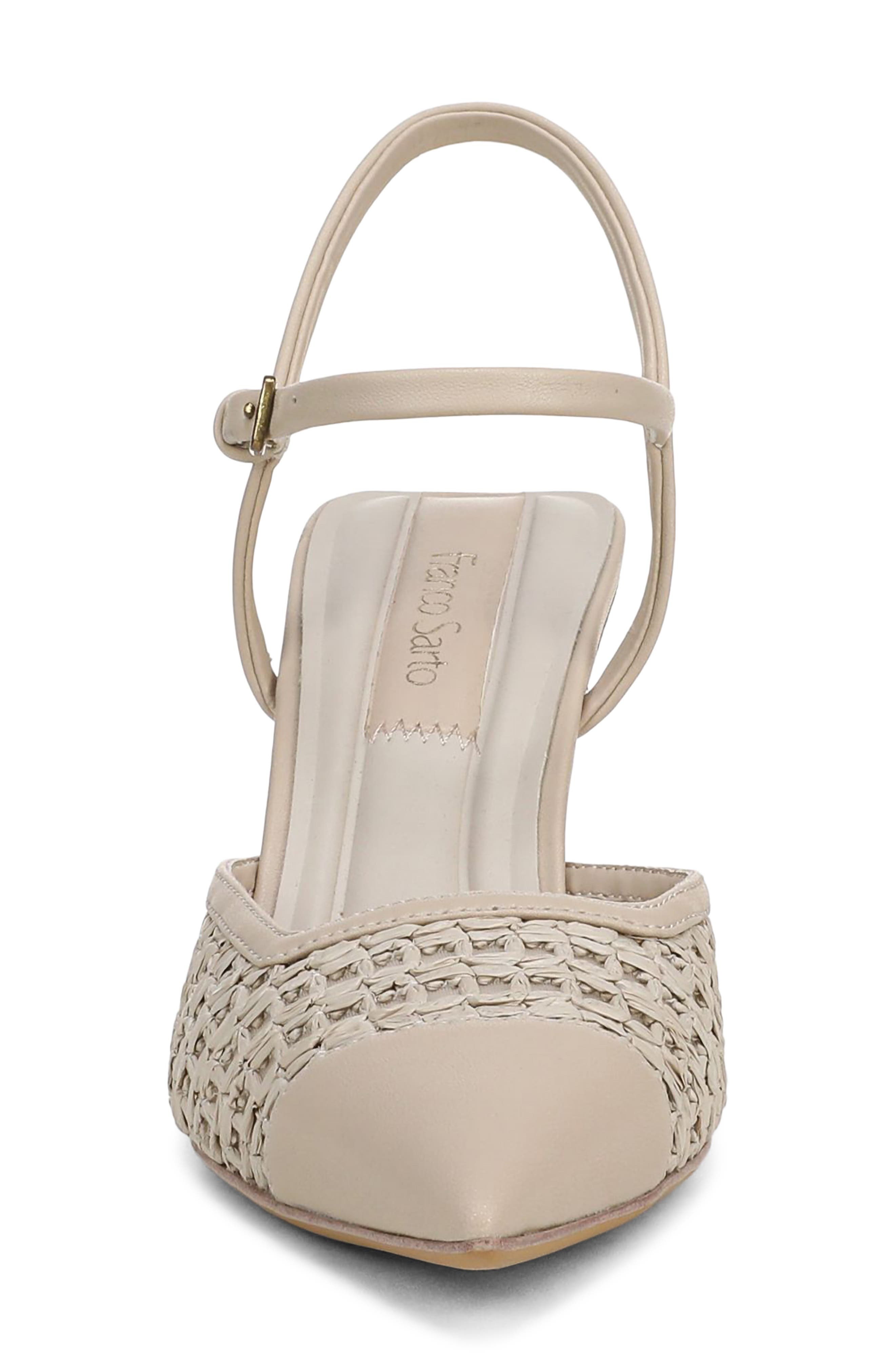 Cherie Ankle Strap Pointed Cap Toe Wedge Pump, Alternate, color, ALABASTER