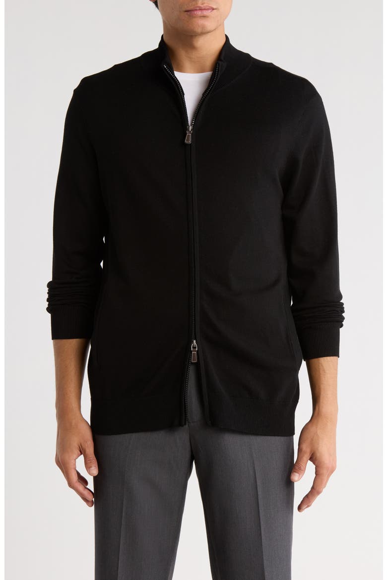 Full Zip Sweater, Main, color, BLACK 2