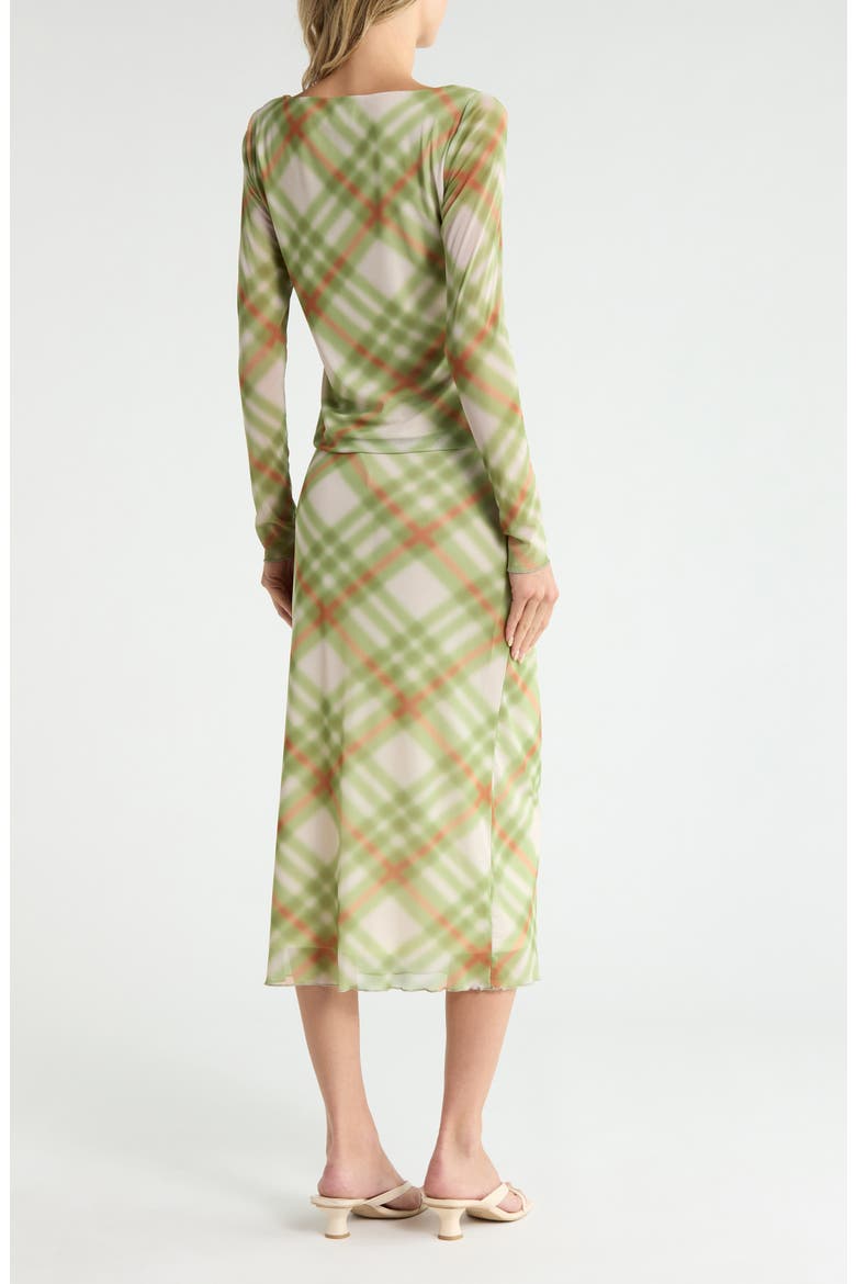 Fitted Mesh Top & Maxi Skirt Set, Alternate, color, EXPLODED LIME PLAID