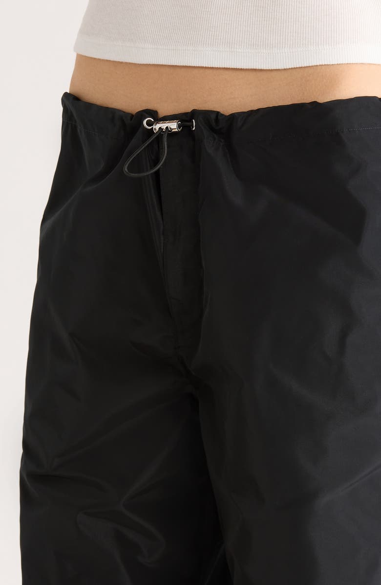 STAUD Dash Cinched Taffeta Pants, Alternate, color, Black