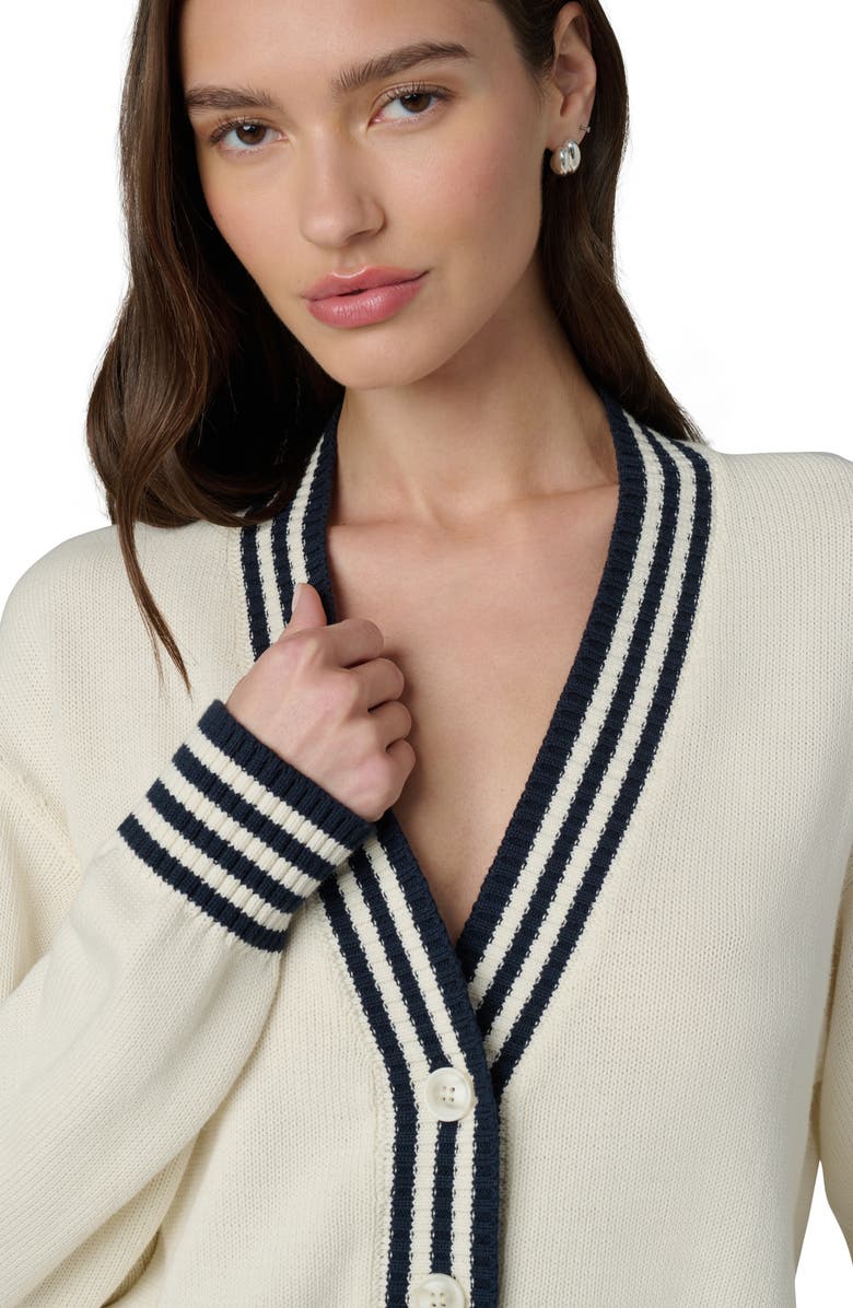 Joe's Jeans The Leah Stripe Cardigan, Alternate, color, Ecru W/ Navy Tippi