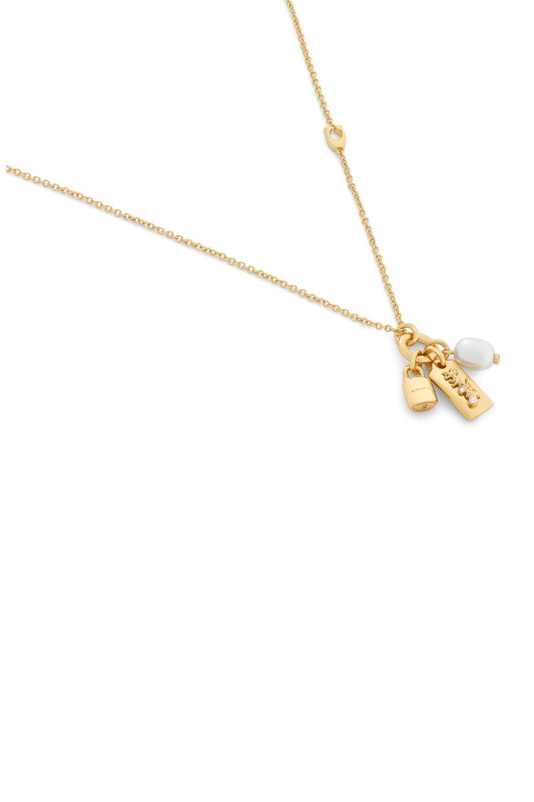 Faux Pearl Charm Cluster Pendant Necklace, Alternate, color, PEARL/ GOLD