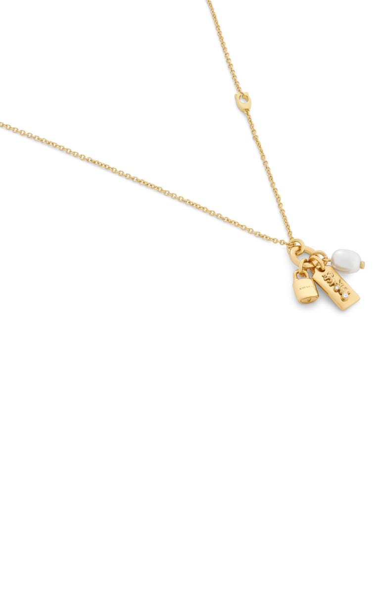 COACH Faux Pearl Charm Cluster Pendant Necklace, Alternate, color, Pearl/ Gold