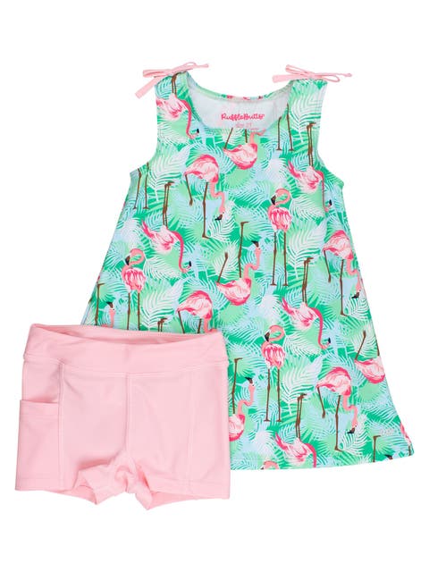 UPF50+ Active A-Line Bow Dress & Bike Short Set (Toddler, Kids)