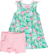 RuffleButts UPF50+ Active A-Line Bow Dress & Bike Short Set