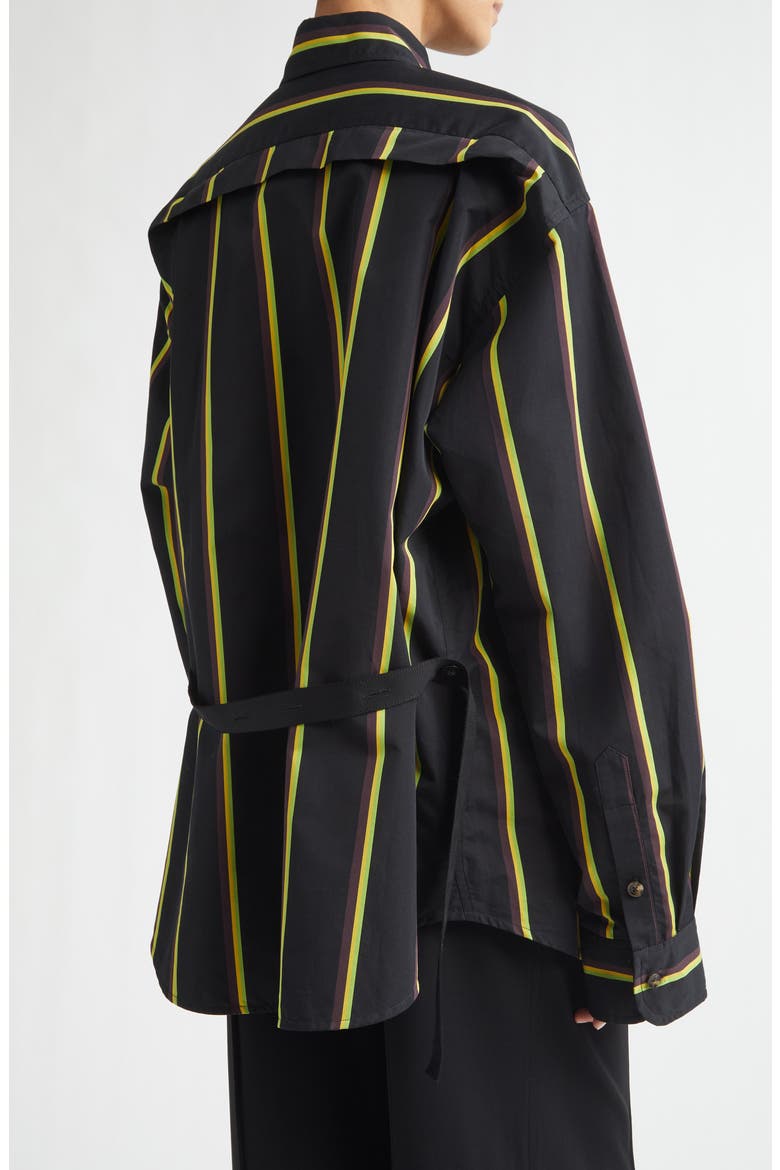 Alia Stripe Cotton & Silk Button-Up Shirt, Alternate, color, BLACK MULTI