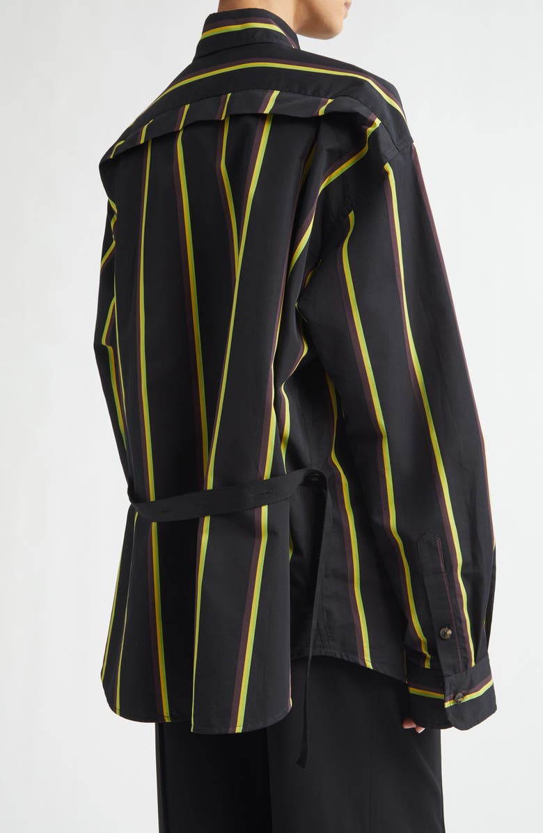 Proenza Schouler Alia Stripe Cotton & Silk Button-Up Shirt, Alternate, color, Black Multi